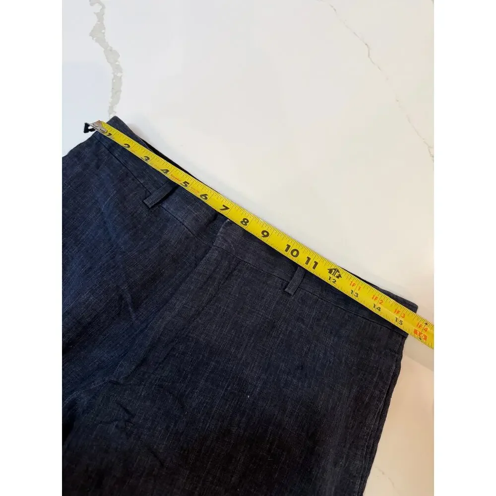 COS 100% linen straight leg cropped ankle pant navy EU 34 US 4 lined